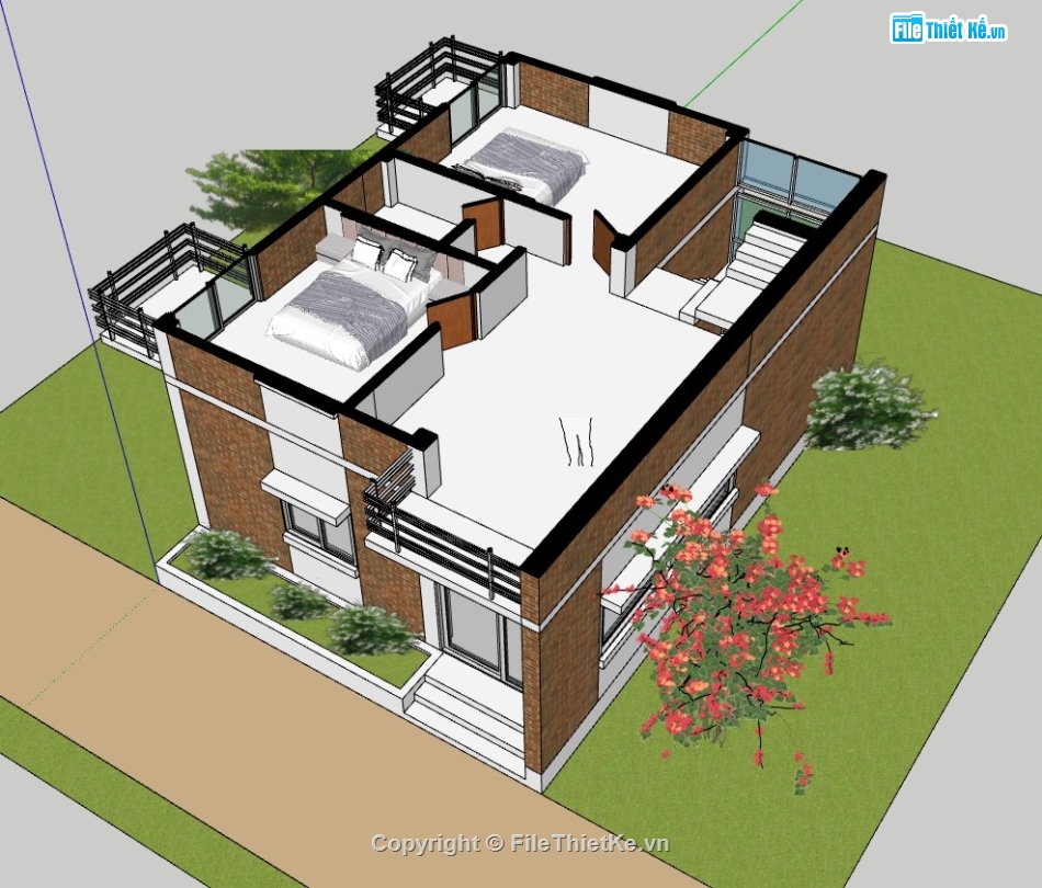 su nhà phố,sketchup nhà phố,su nhà phố 2 tầng,sketchup nhà phố 2 tầng,nhà phố 2 tầng