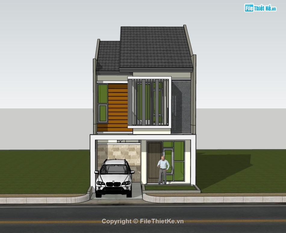 Nhà phố 2 tầng,su nhà phố,sketchup nhà phố,su nhà phố 2 tầng,sketchup nhà phố 2 tầng