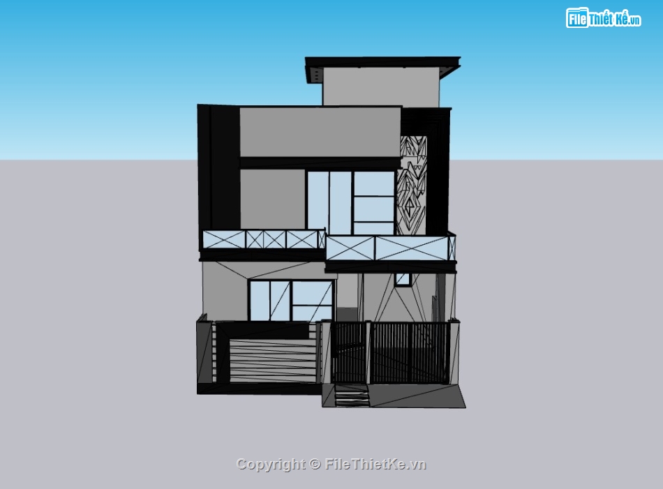 su nhà phố,sketchup nhà phố,su nhà phố 2 tầng,sketchup nhà phố 2 tầng