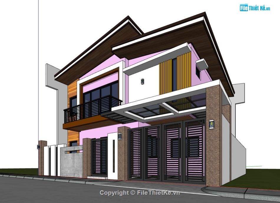 su nhà phố,sketchup nhà phố,su nhà phố 2 tầng,sketchup nhà phố 2 tầng