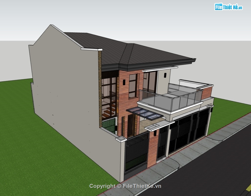 su nhà phố,sketchup nhà phố 2 tầng,su nhà phố 2 tầng,nhà phố 2 tầng