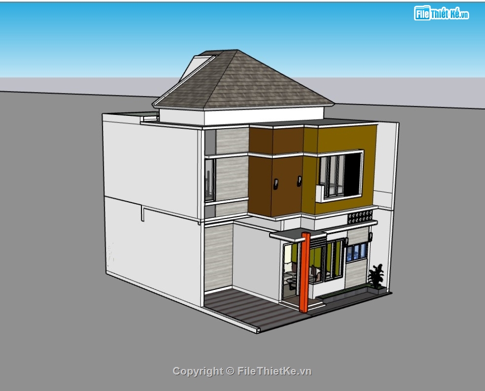 nhà phố  2 tầng,su nhà phố 2 tầng,su nhà phố,sketchup nhà phố 2 tầng