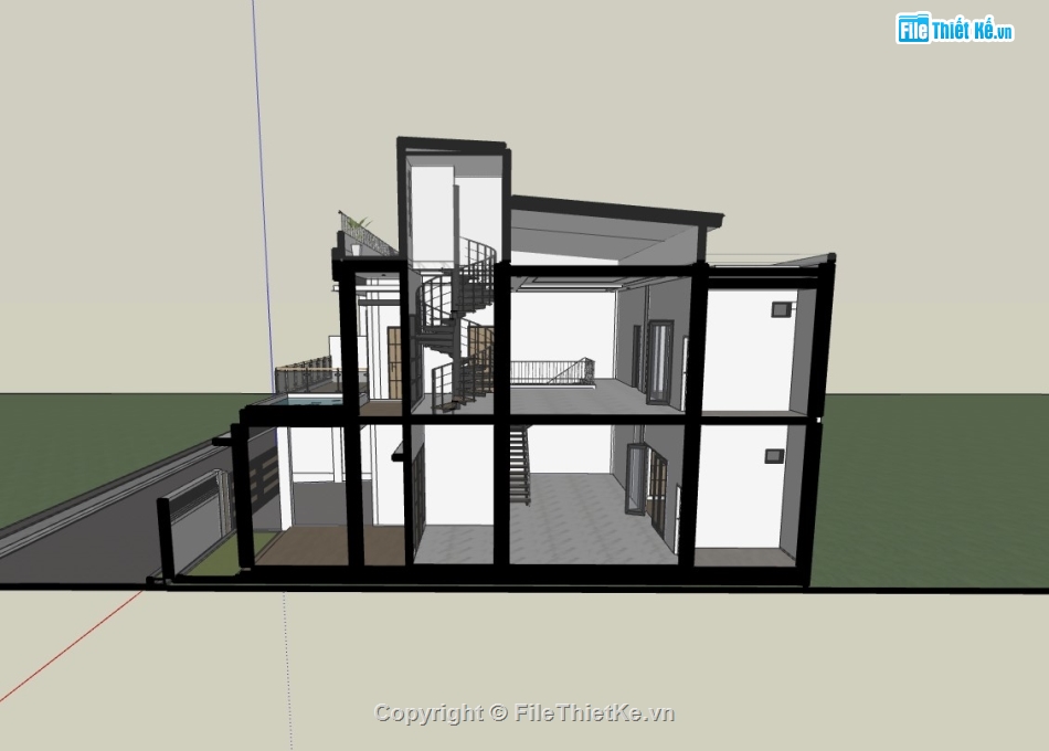 nhà phố,su nhà phố,sketchup nhà phố,su nhà phố 2 tầng