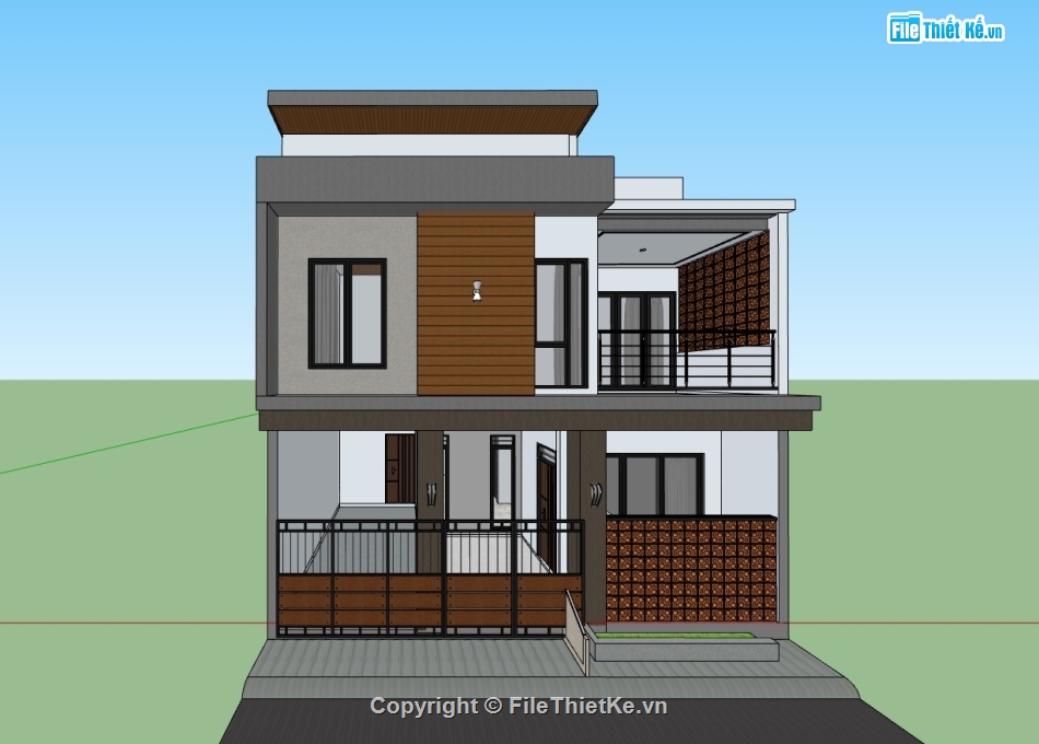 su nhà phố,sketchup nhà phố,su nhà phố 2 tầng,sketchup nhà phố 2 tầng