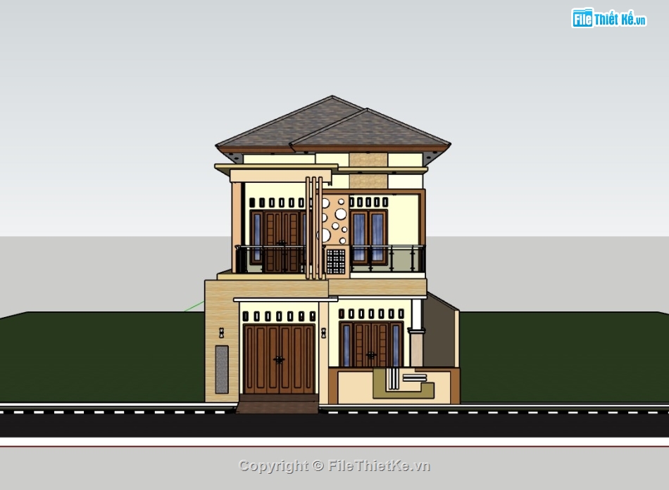 su nhà phố,sketchup nhà phố,su nhà phố 2 tầng