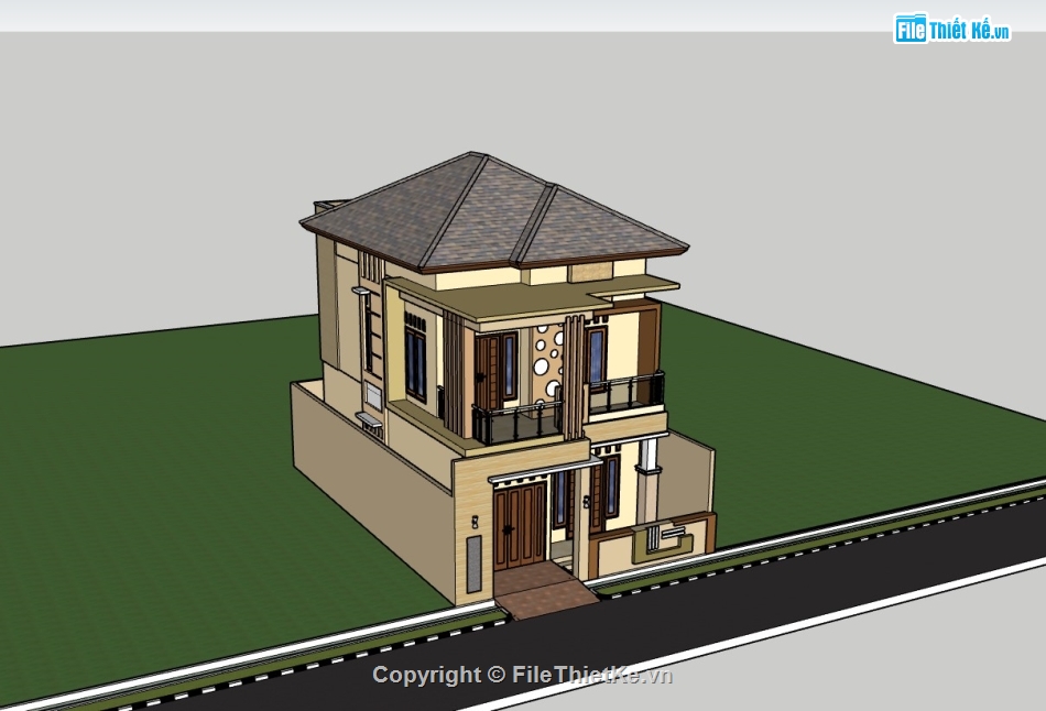 su nhà phố,sketchup nhà phố,su nhà phố 2 tầng