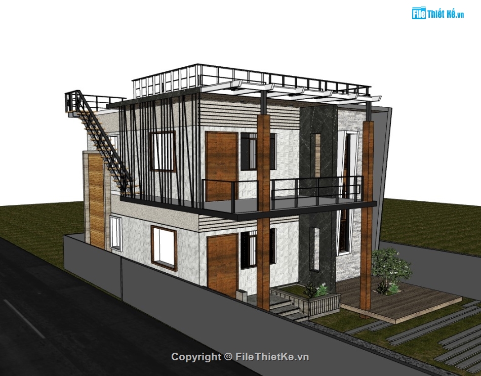 nhà phố 2 tầng,su nhà phố,sketchup nhà phố