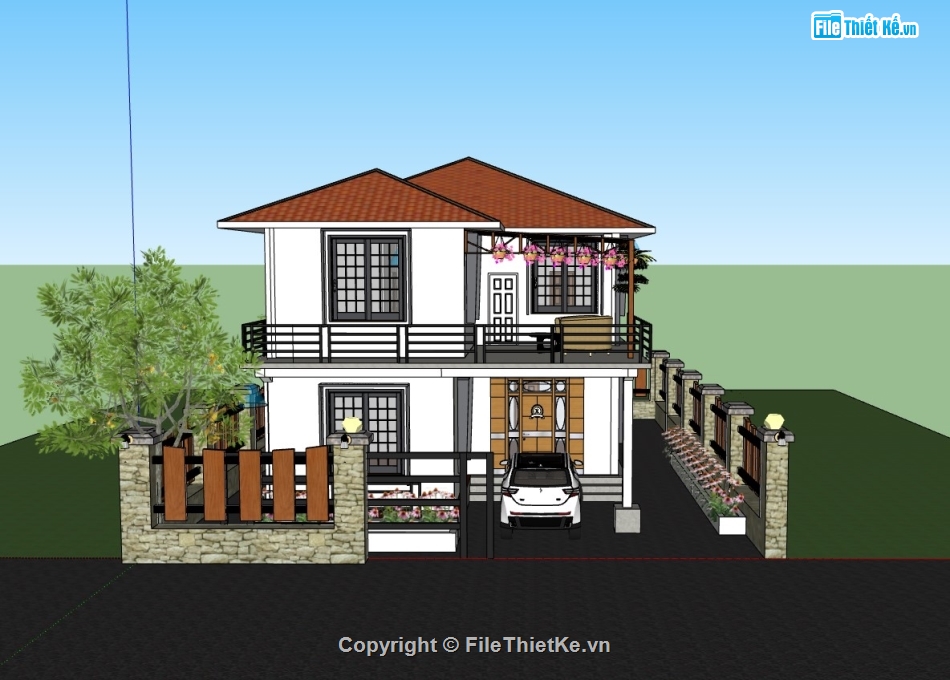 su nhà phố,sketchup nhà phố,sketchup nhà phố 2 tầng