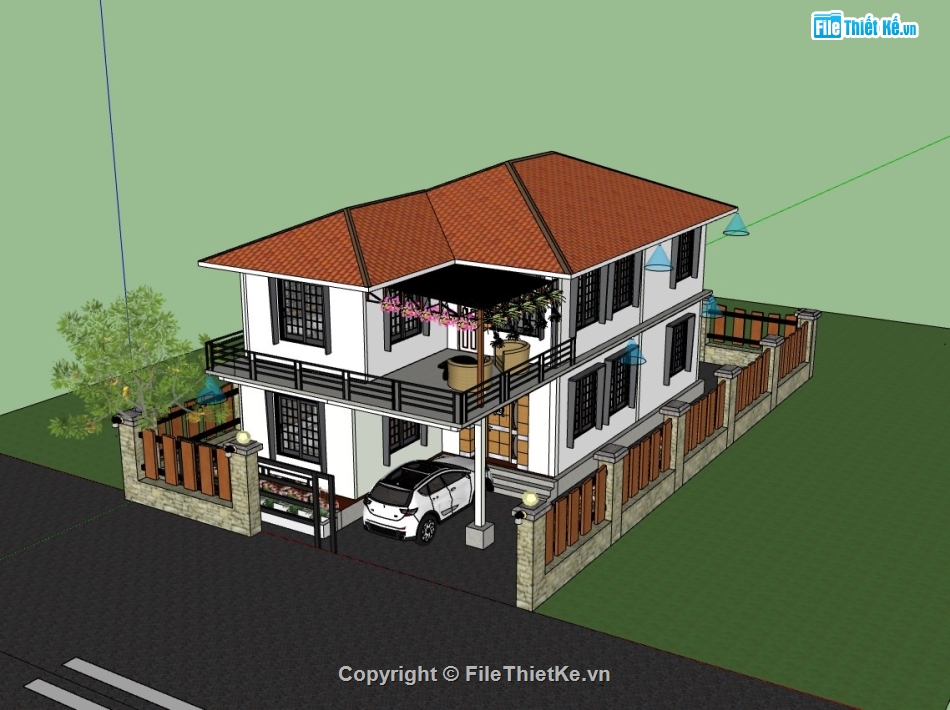 su nhà phố,sketchup nhà phố,sketchup nhà phố 2 tầng