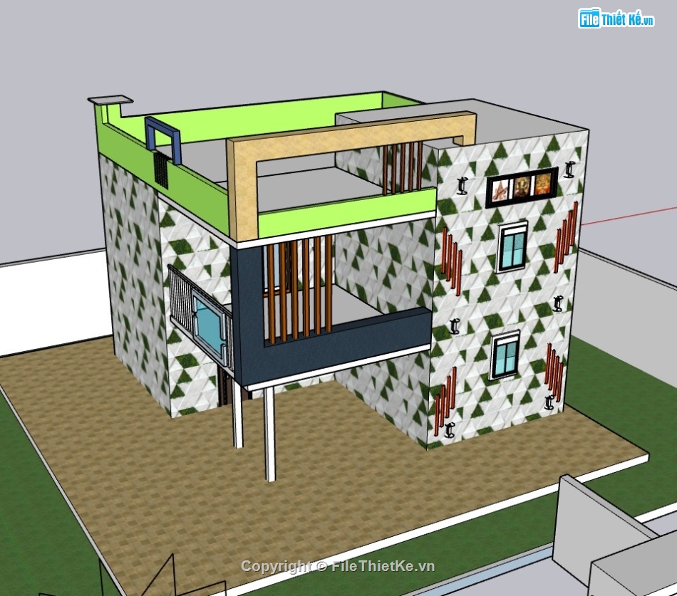 su nhà phố,sketchup nhà phố,su nhà phố 2 tầng