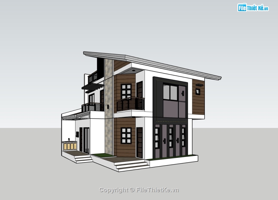 su nhà phố,sketchup nhà phố,sketchup nhà phố 2 tầng