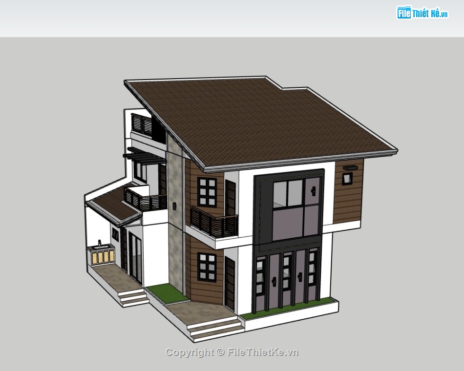 su nhà phố,sketchup nhà phố,sketchup nhà phố 2 tầng