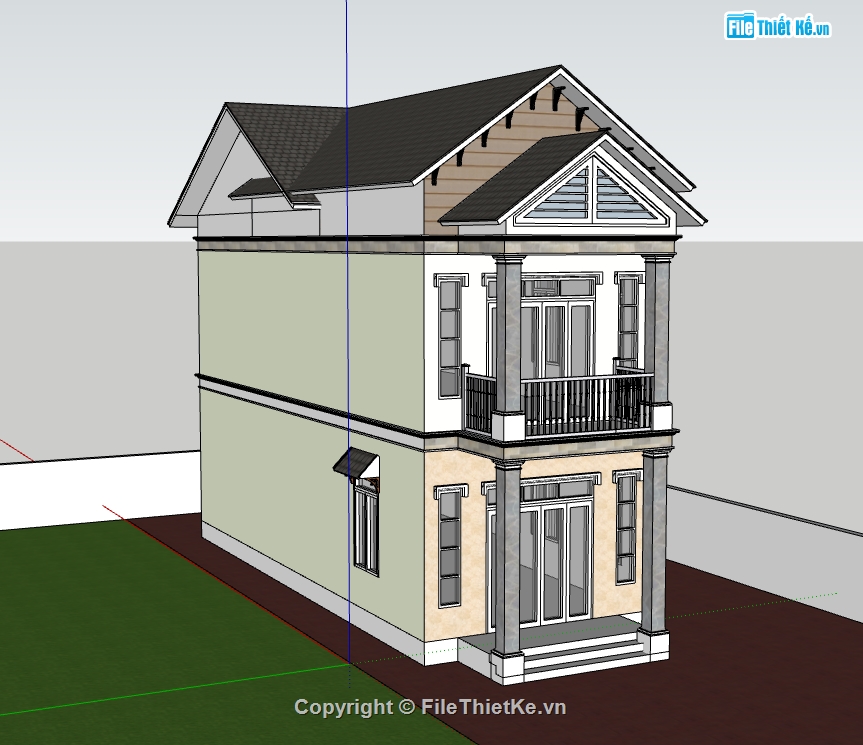 nhà phố 2 tầng,su nhà phố,sketchup nhà phố,sketchup nhà phố 2 tầng