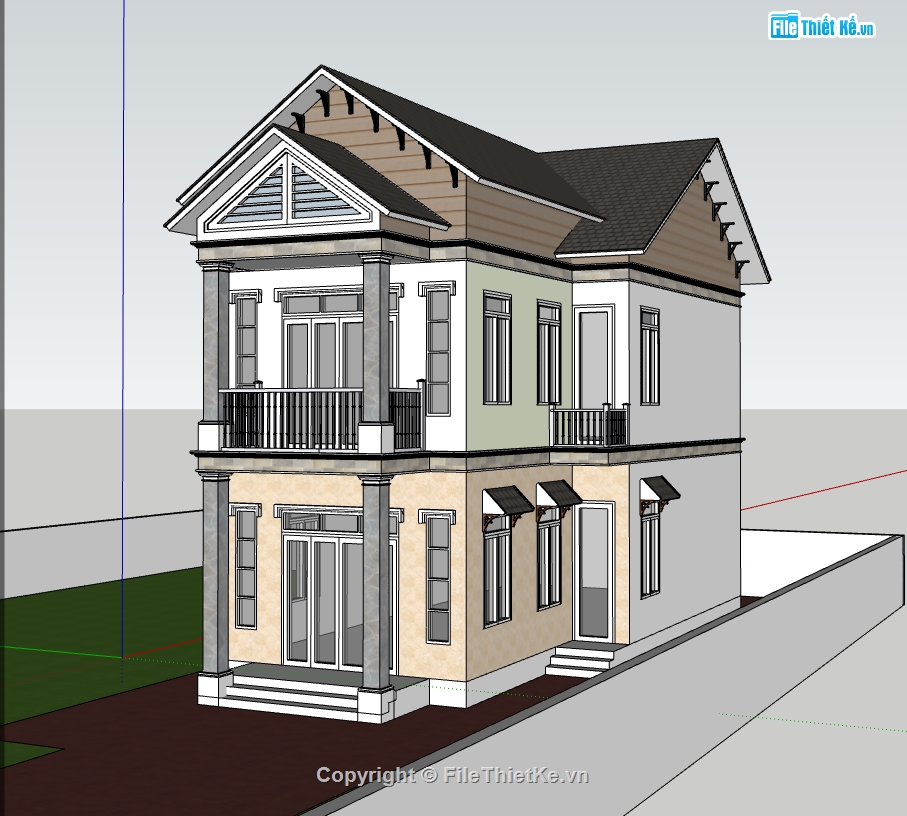 nhà phố 2 tầng,su nhà phố,sketchup nhà phố,sketchup nhà phố 2 tầng