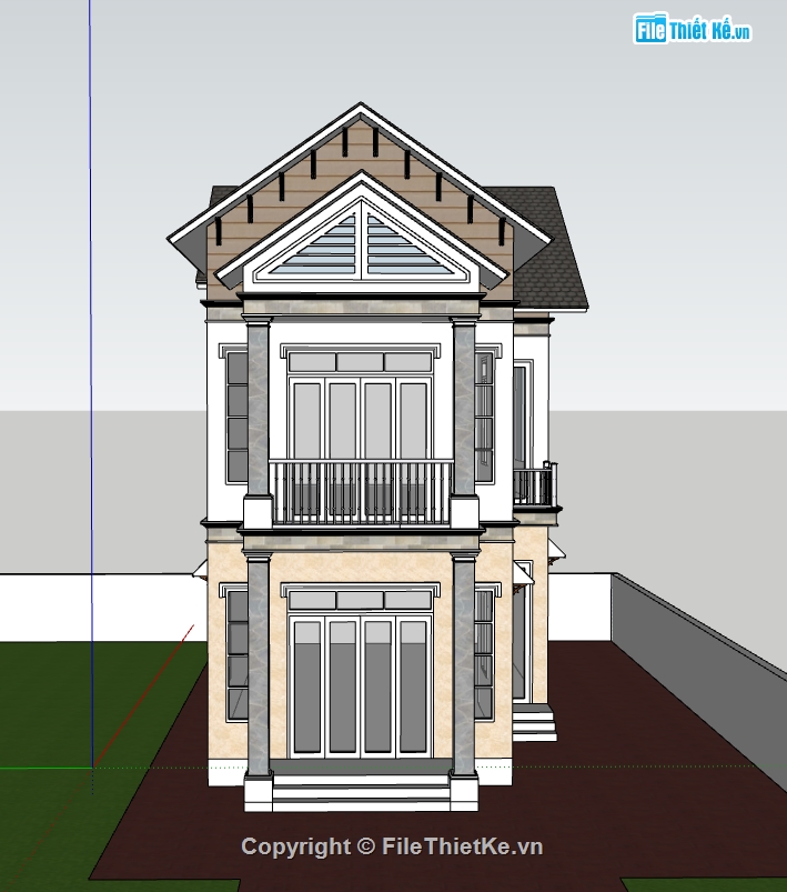 nhà phố 2 tầng,su nhà phố,sketchup nhà phố,sketchup nhà phố 2 tầng