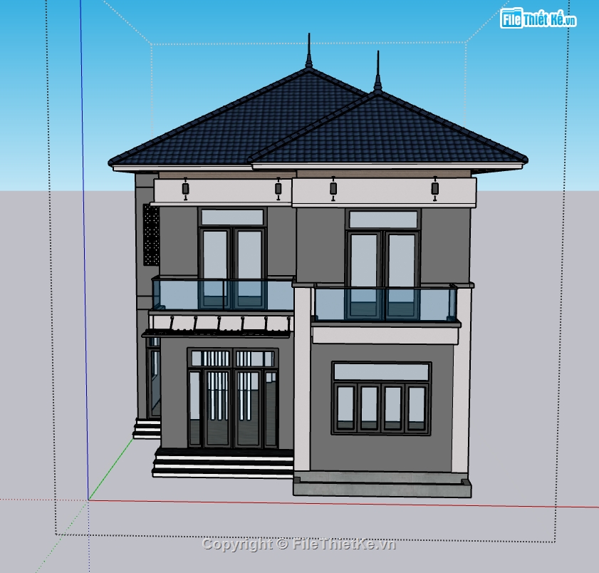 nhà phố 2 tầng,nhà 2 tầng,nhà phố 2 tầng sketchup,su nhà phố,su nhà phố 2 tầng