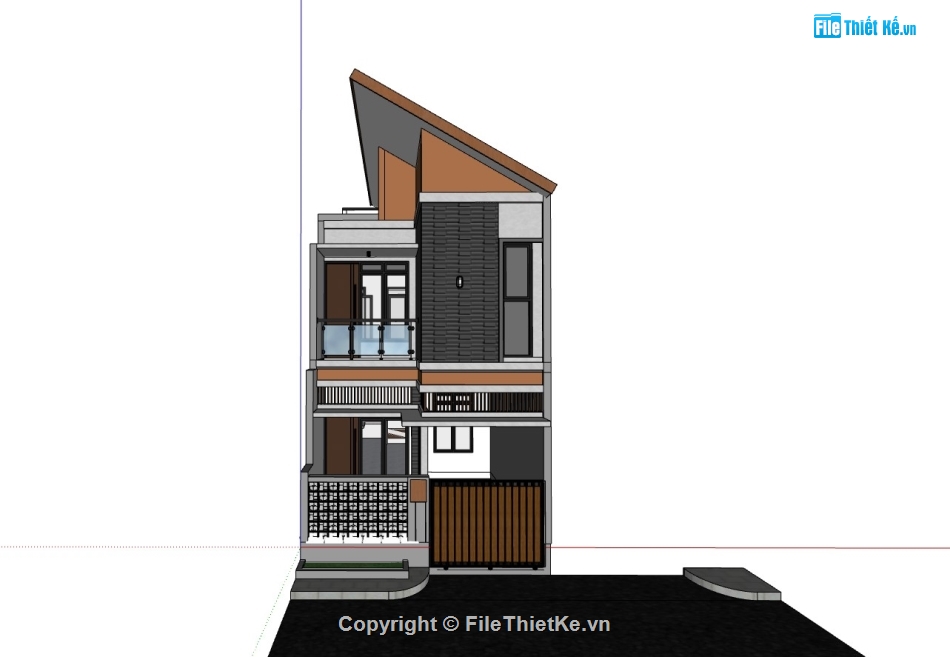 sketchup nhà phố 2 tầng,su nhà phố,nhà phố