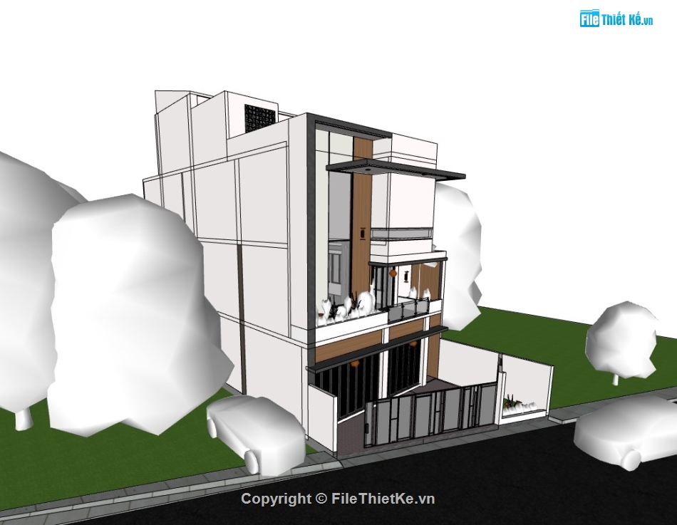 su nhà phố,sketchup nhà phố,su nhà phố 3 tầng,sketchup nhà phố 3 tầng