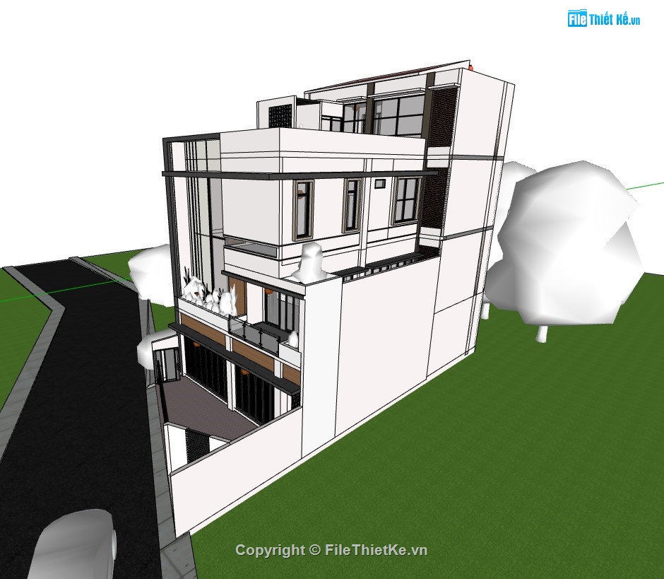 su nhà phố,sketchup nhà phố,su nhà phố 3 tầng,sketchup nhà phố 3 tầng