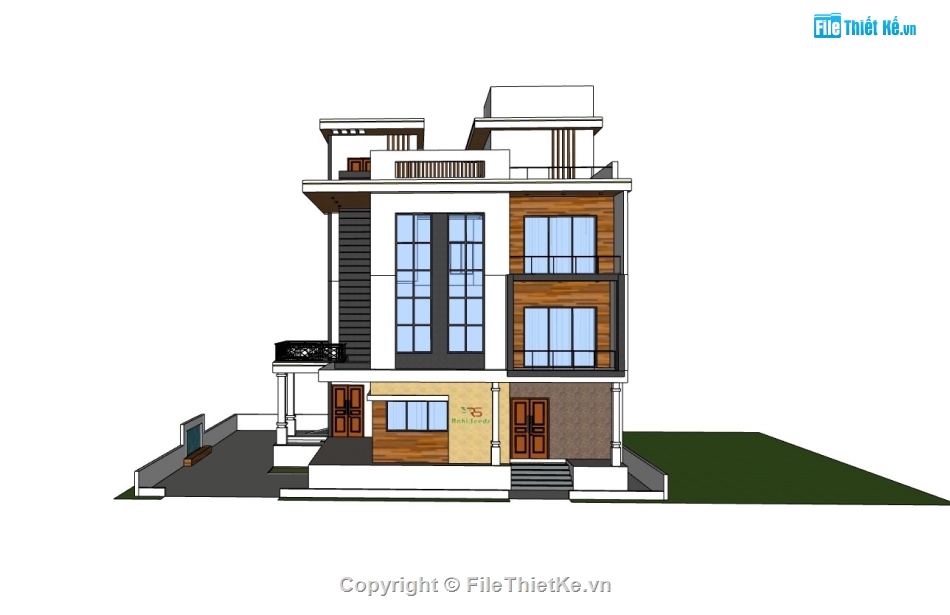 su nhà phố,sketchup nhà phố,su nhà phố 3 tầng,sketchup nhà phố 3 tầng