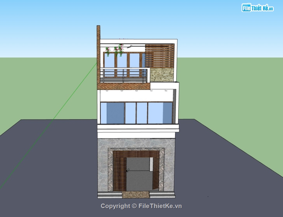 nhà phố 3 tầng,su nhà phố,sketchup nhà phố,su nhà phố 3 tầng