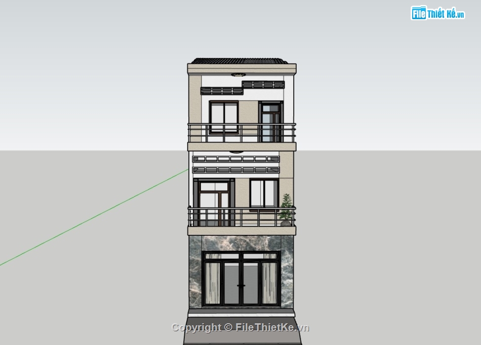 nhà phố 3 tầng,su nhà phố,sketchup nhà phố
