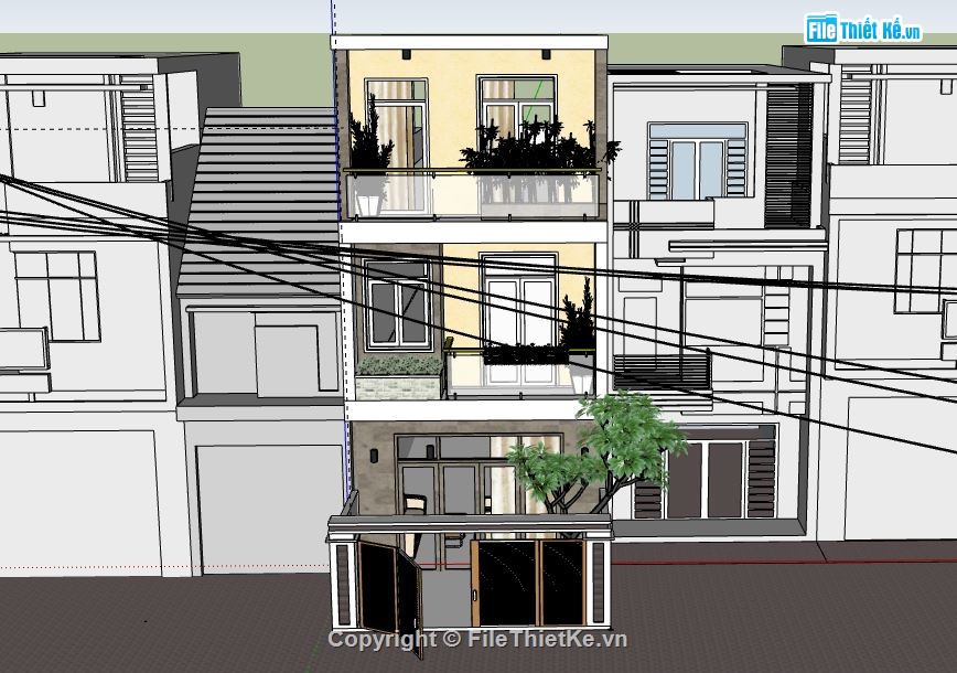 Nhà phố 3 tầng,model su nhà phố 3 tầng,nhà phố 3 tầng model su,model sketchup nhà phố 3 tầng,nhà phố 3 tầng đẹp