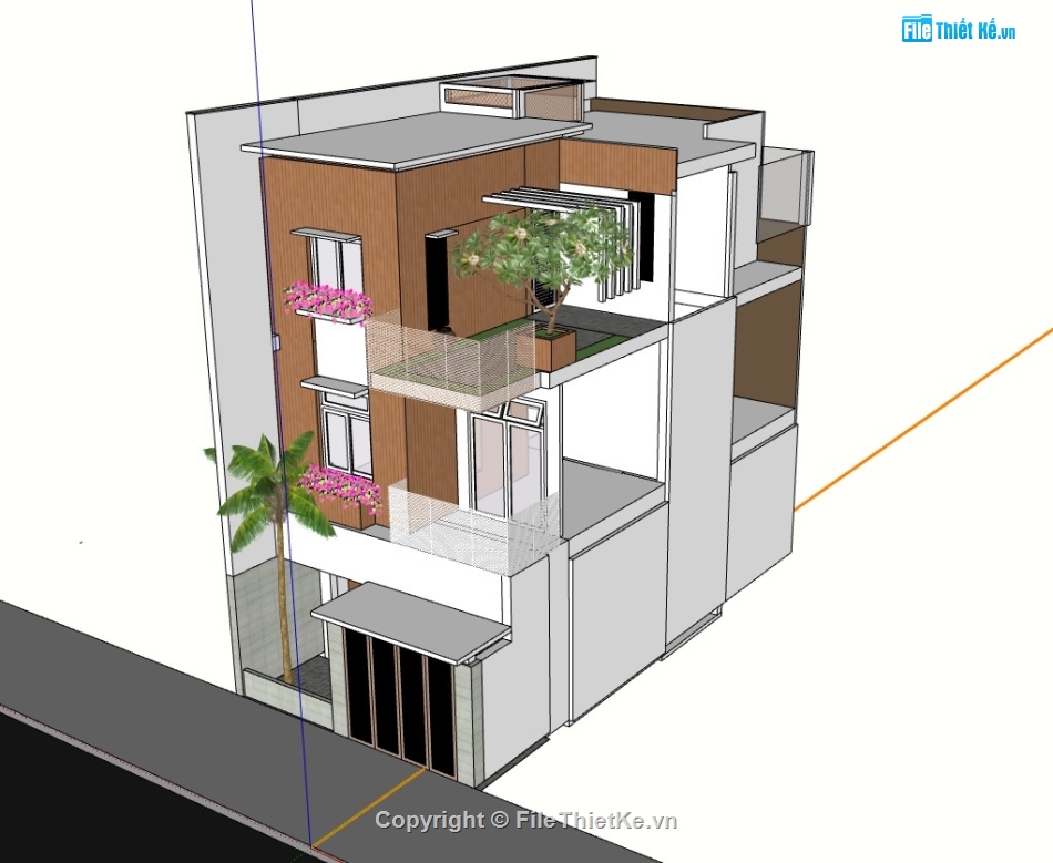 nhà phố 3 tầng,su nhà phố,sketchup nhà phố,su nhà phố 3 tầng