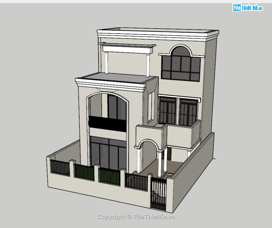 su nhà phố,sketchup nhà phố,su nhà phố 3 tầng,sketchup nhà phố 3 tầng