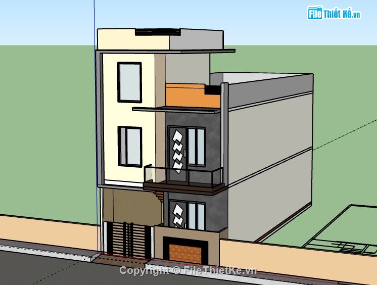 Nhà phố 3 tầng,model su nhà phố 3 tầng,nhà phố 3 tầng file su,file sketchup nhà phố 3 tầng,nhà phố 3 tầng model su