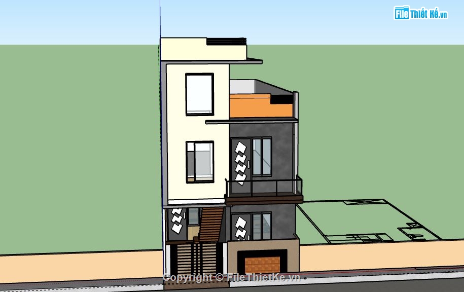 Nhà phố 3 tầng,model su nhà phố 3 tầng,nhà phố 3 tầng file su,file sketchup nhà phố 3 tầng,nhà phố 3 tầng model su