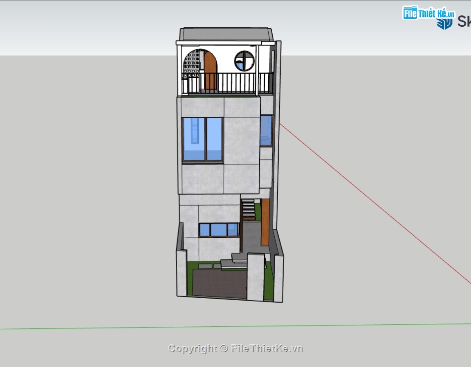 nhà phố 3 tầng,su nhà phố,sketchup nhà phố,su nhà phố 3 tầng