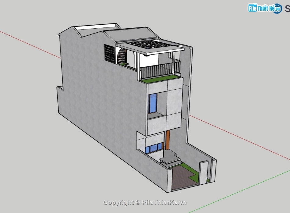 nhà phố 3 tầng,su nhà phố,sketchup nhà phố,su nhà phố 3 tầng