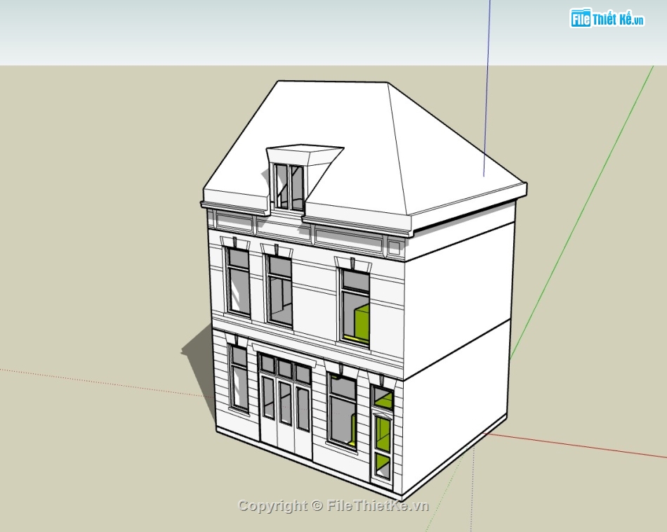 nhà phố 3 tầng,su nhà phố,sketchup nhà phố,su nhà phố 3 tầng