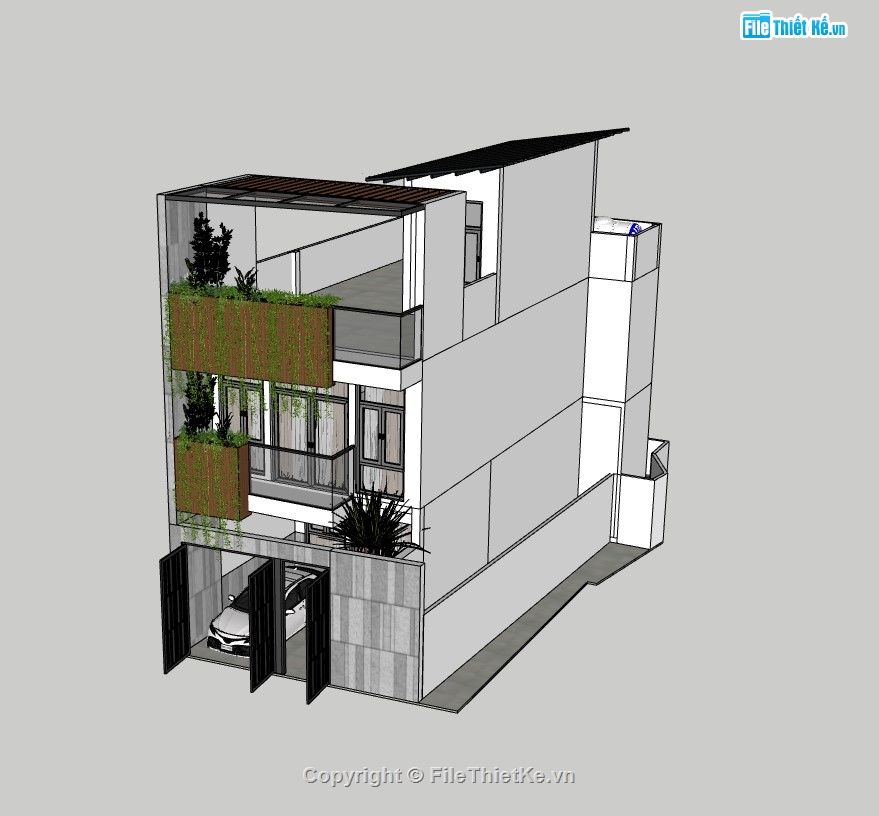 su nhà phố,sketchup nhà phố,su nhà phố 3 tầng,sketchup nhà phố 3 tầng