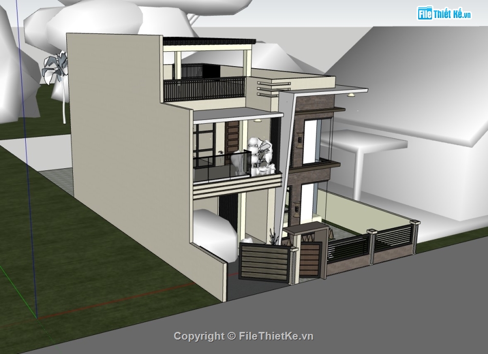 nhà phố 3 tầng,nhà phố,su nhà phố 3 tầng,sketchup nhà phố 3 tầng