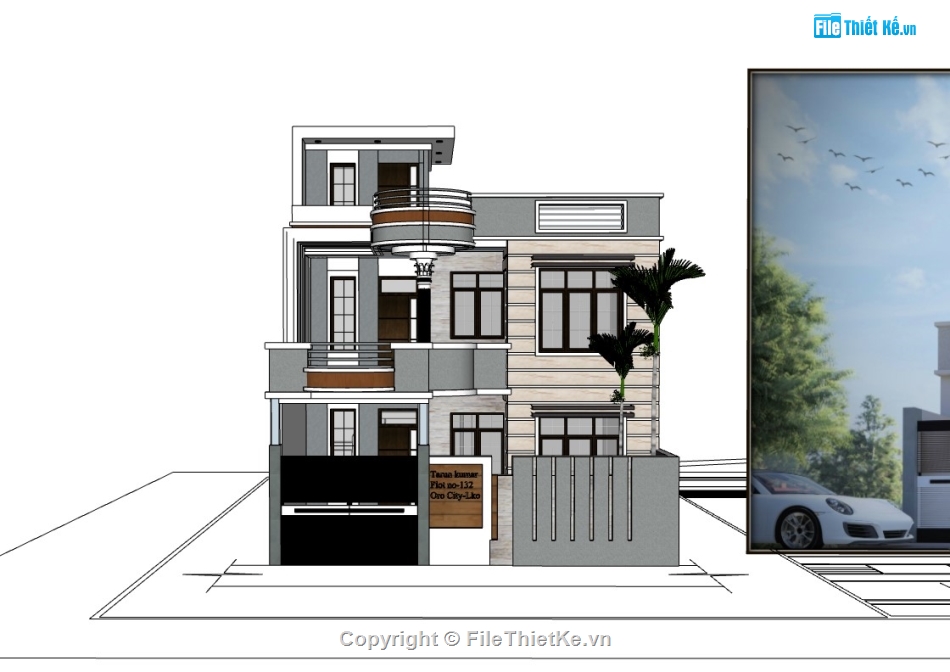 su nhà phố,sketchup nhà phố 3 tầng,su nhà phố 3 tầng