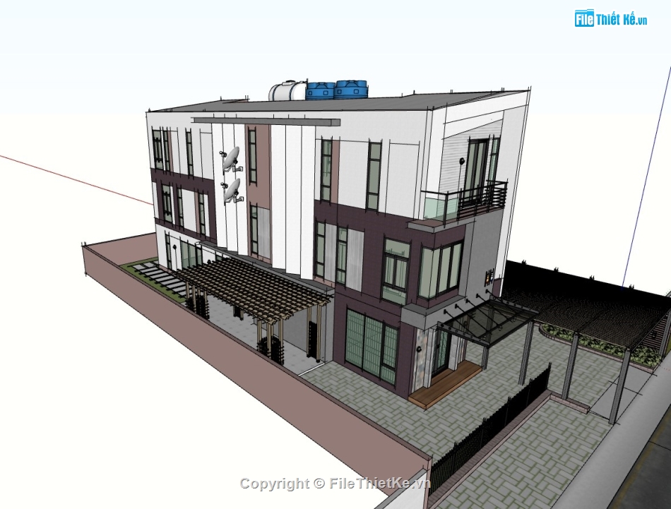 su nhà phố,sketchup nhà phố,su nhà phố 3 tầng,sketchup nhà phố 3 tầng