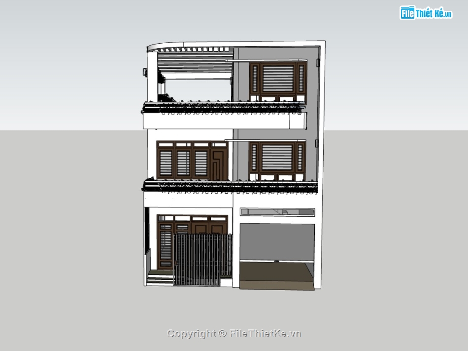 nhà phố 3 tầng,nhà phố,su nhà phố 3 tầng,sketchup nhà phố 3 tầng