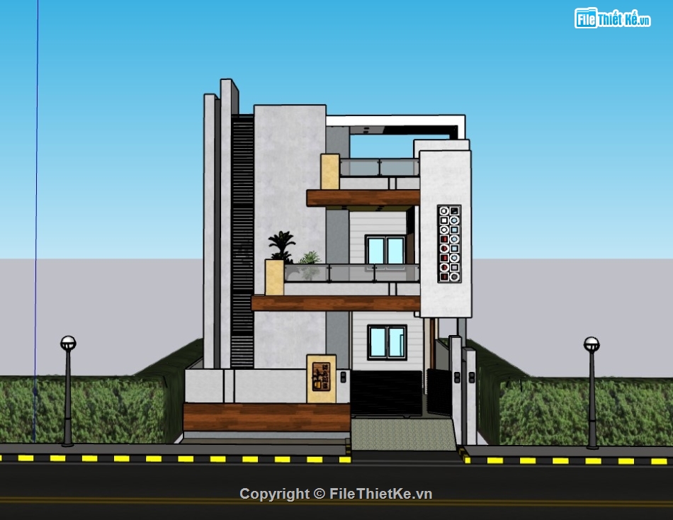 su nhà phố,sketchup nhà phố,su nhà phố 3 tầng,sketchup nhà phố 3 tầng