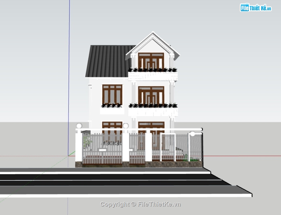 nhà phố 3 tầng,su nhà phố 3 tầng,sketchup nhà phố 3 tầng