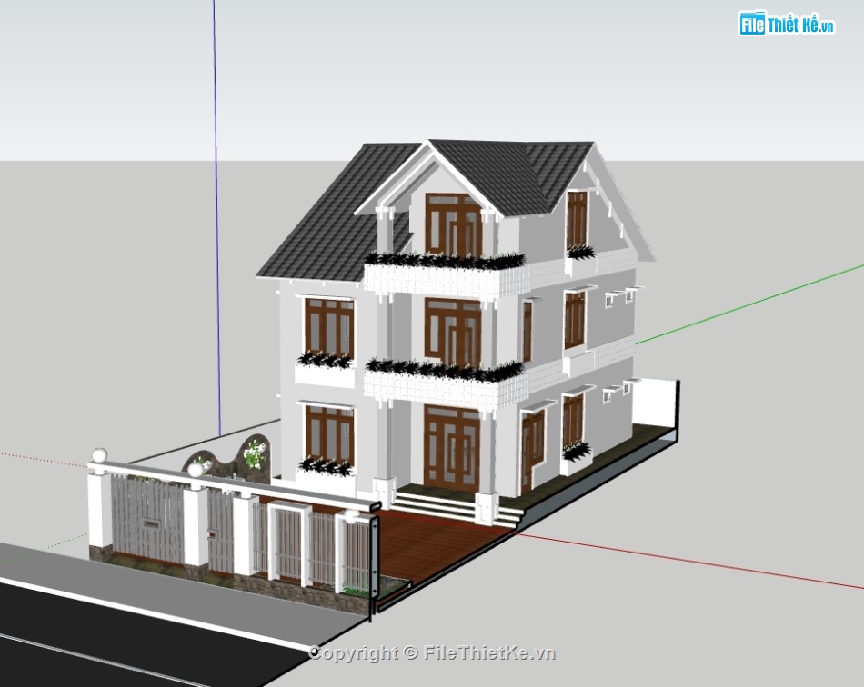 nhà phố 3 tầng,su nhà phố 3 tầng,sketchup nhà phố 3 tầng