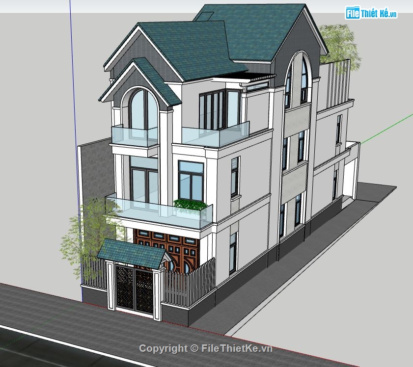 nhà phố 3 tầng,model su nhà phố 3 tầng,mẫu nhà phố 3 tầng,sketchup nhà phố 3 tầng