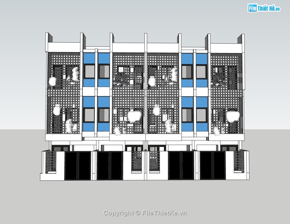 nhà phố 3 tầng,su nhà phố,sketchup nhà phố