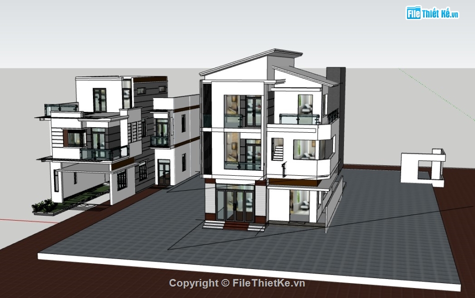 nhà phố 3 tầng,nhà phố 3 tầng su,nhà 3 tầng su,Model su nhà phố 3 tầng