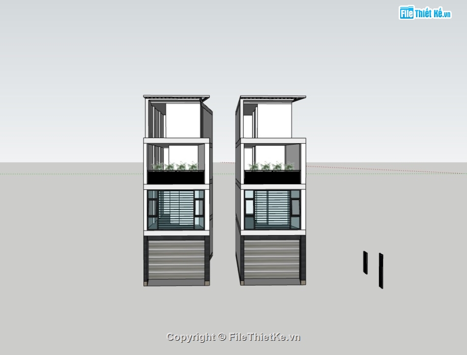 nhà 4 tầng,su nhà phố,sketchup nhà phố