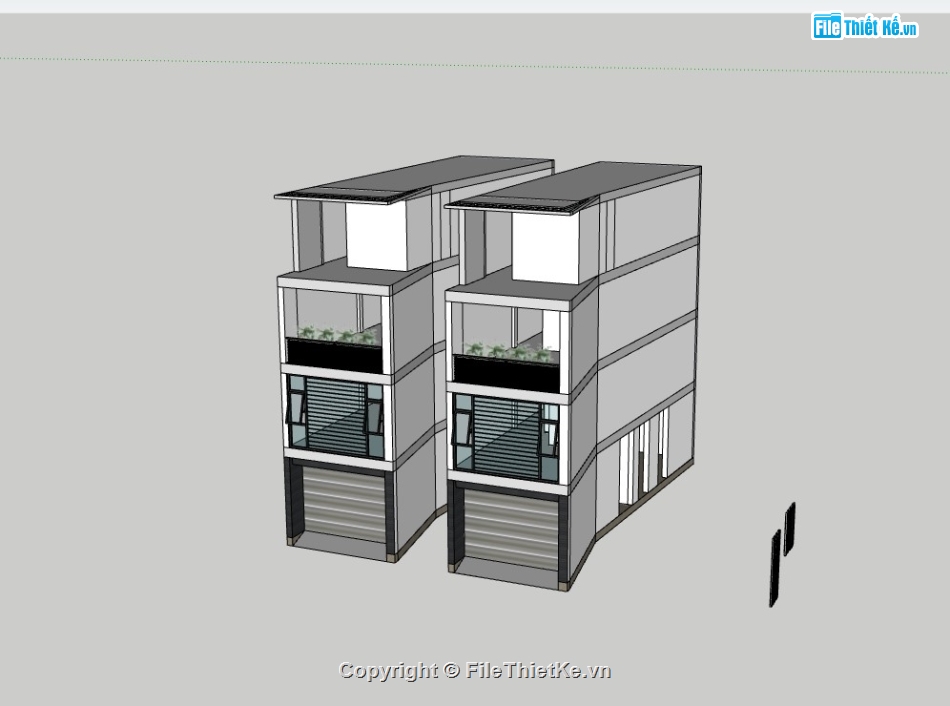 nhà 4 tầng,su nhà phố,sketchup nhà phố