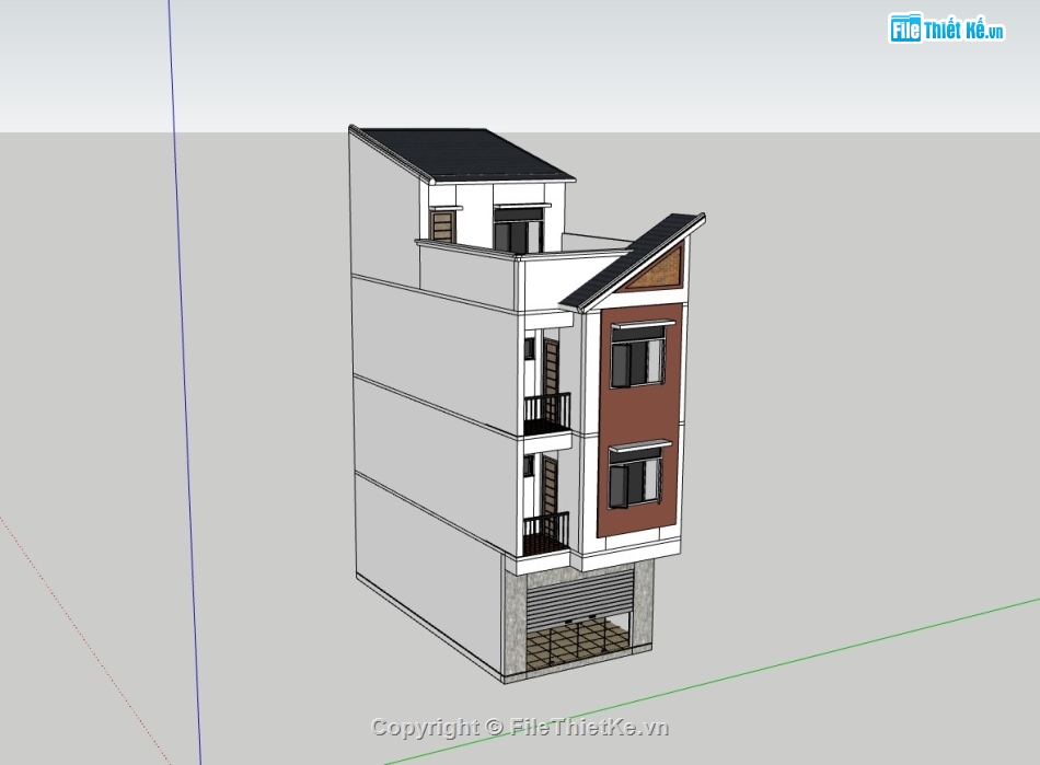 nhà 4 tầng,su nhà phố,sketchup nhà phố,su nhà phố 4 tầng