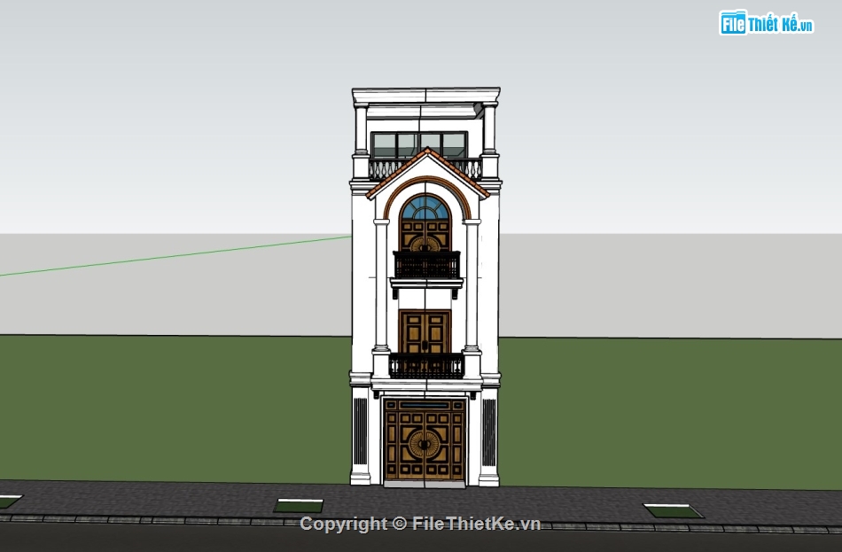 su nhà phố,sketchup nhà phố 4 tầng,su nhà phố 4 tầng