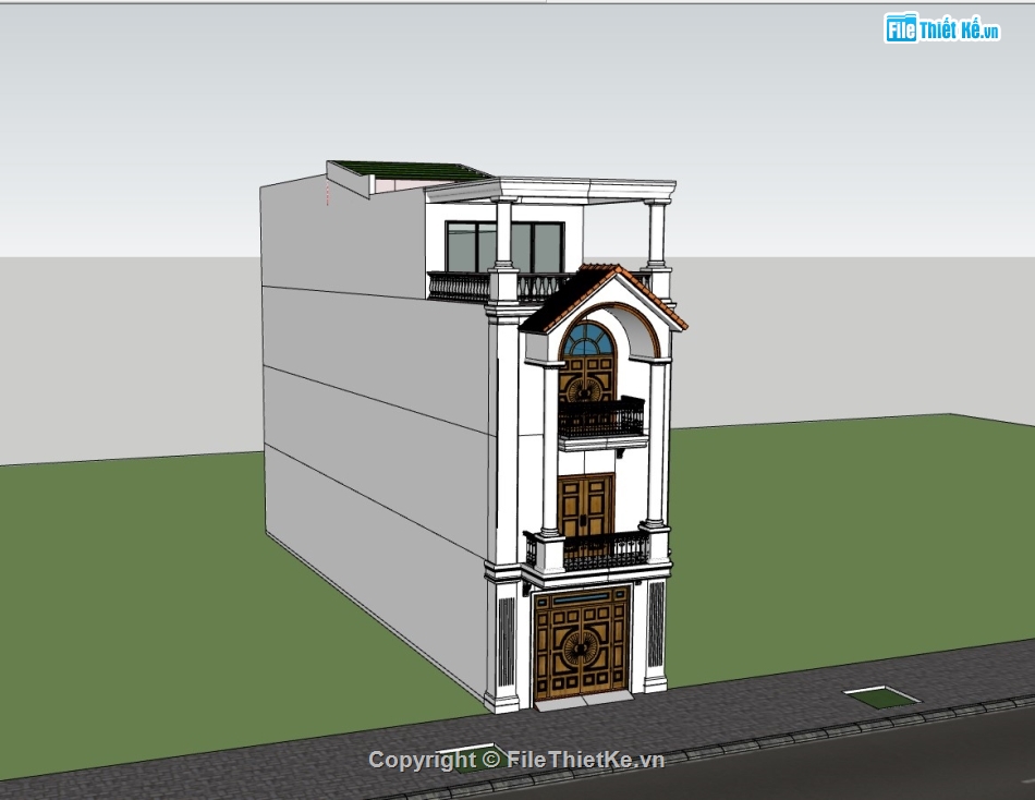 su nhà phố,sketchup nhà phố 4 tầng,su nhà phố 4 tầng